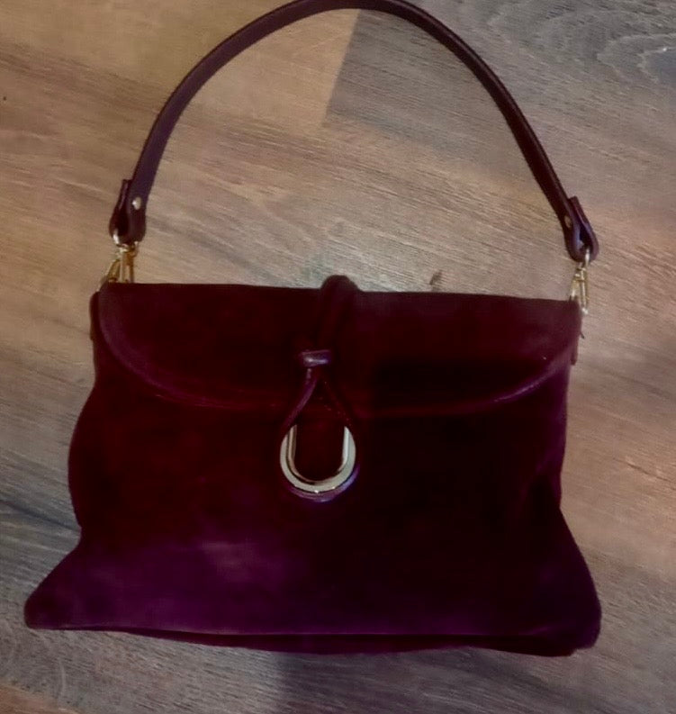 Borsa in pelle scamosciata
