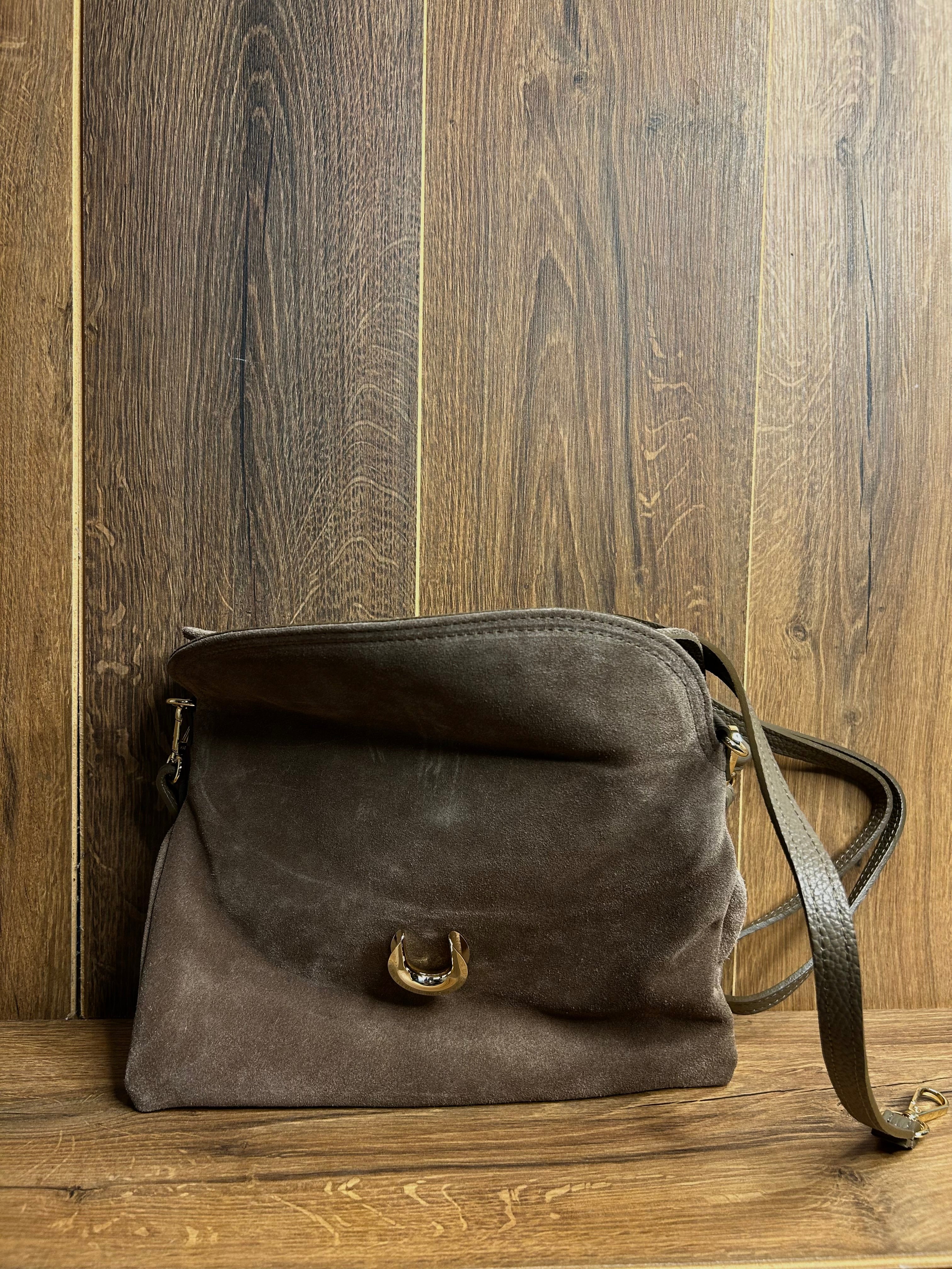 Borsa in pelle scamosciata