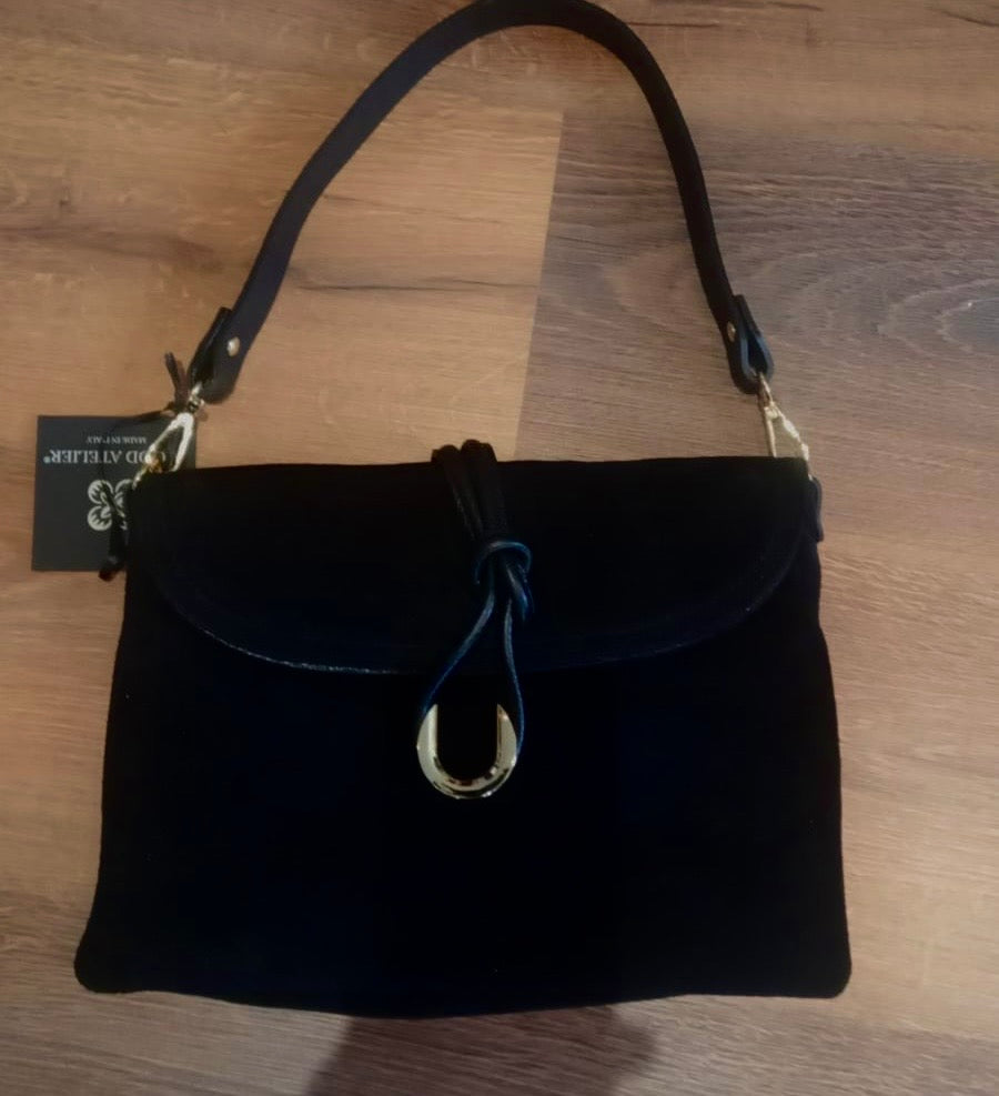 Borsa in pelle scamosciata
